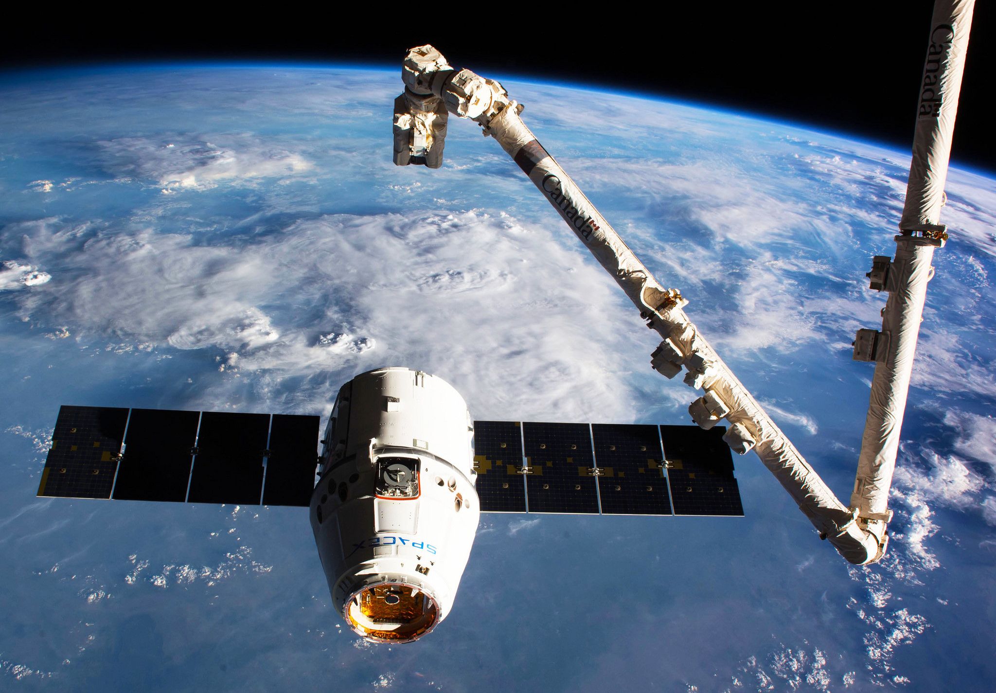 SpaceX Dragon capsule at the International Space Station